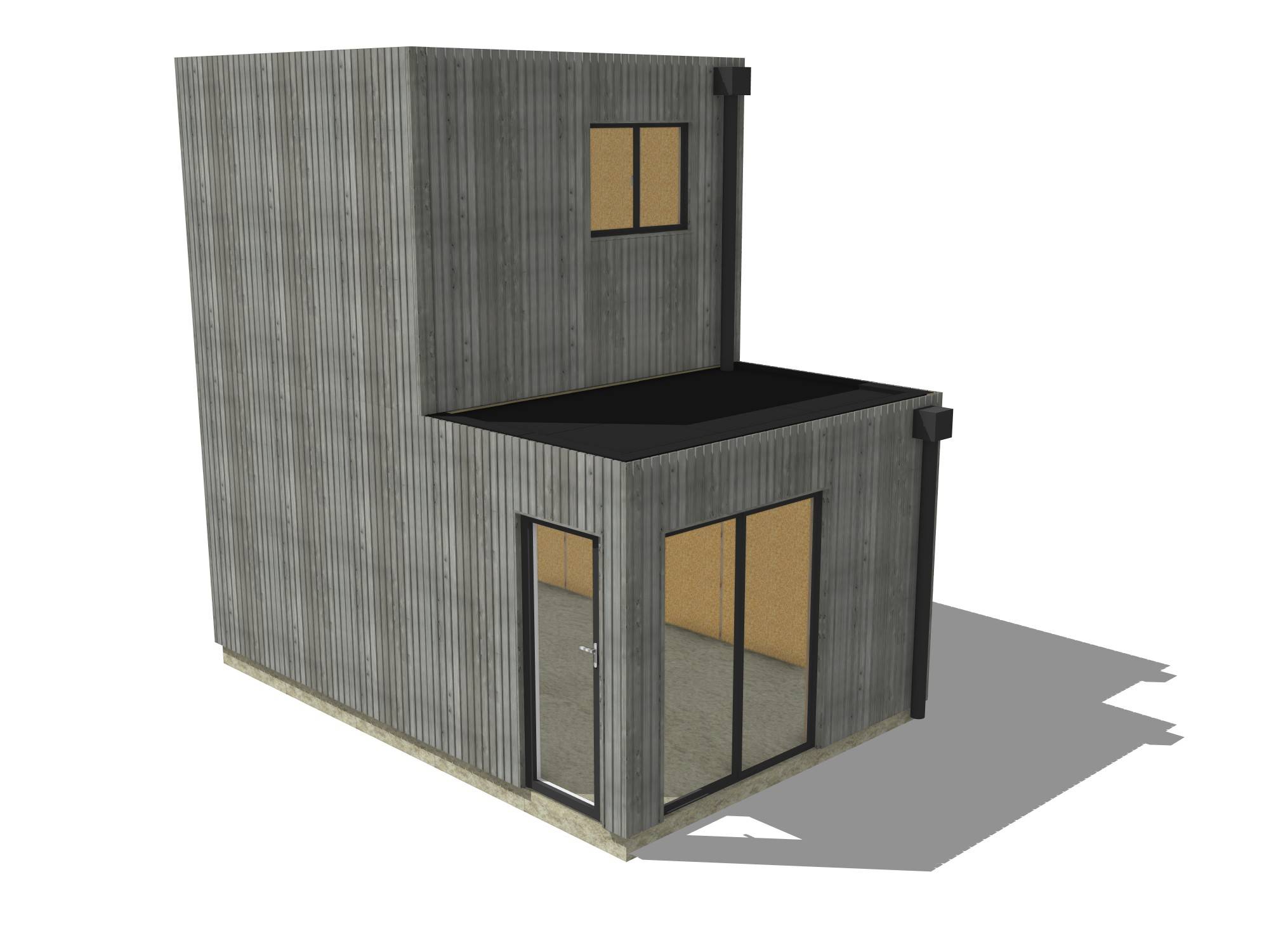 Studio de jardin bien isolé en bois 5,5 x 3,5 x 2,7 m / isolation RE2020 avec mezzanine et terrasse - Image 2