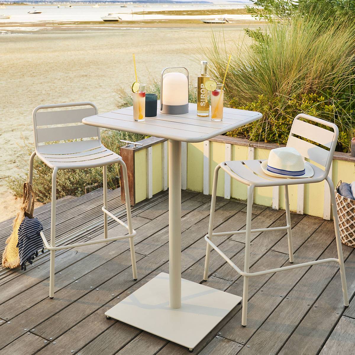 Hesperide - Table haute de jardin "Phuket" argile 2 places en acier traité époxy Hespéride - Imagen 5