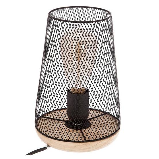 Lampe en Métal & Bois "Industriel" 23cm Noir - Image 1