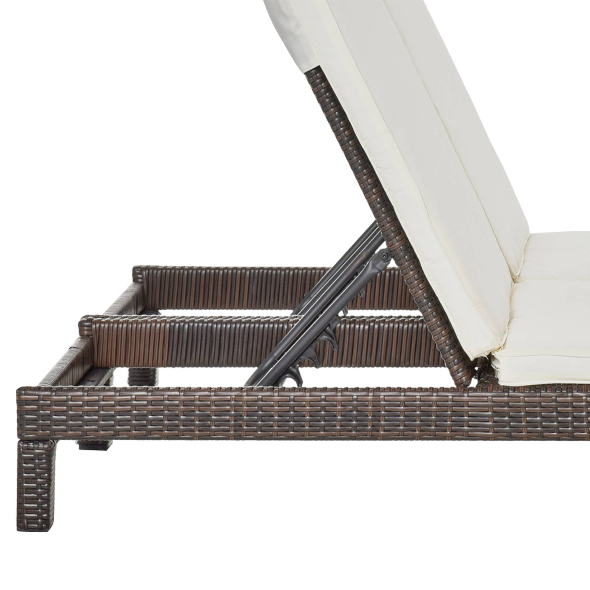 Outsunny - Bain de soleil transat 2 places - grand confort - dossier inclinable multi-positions - matelas fournis - résine tressée chocolat - Outsunny - Imagen 5