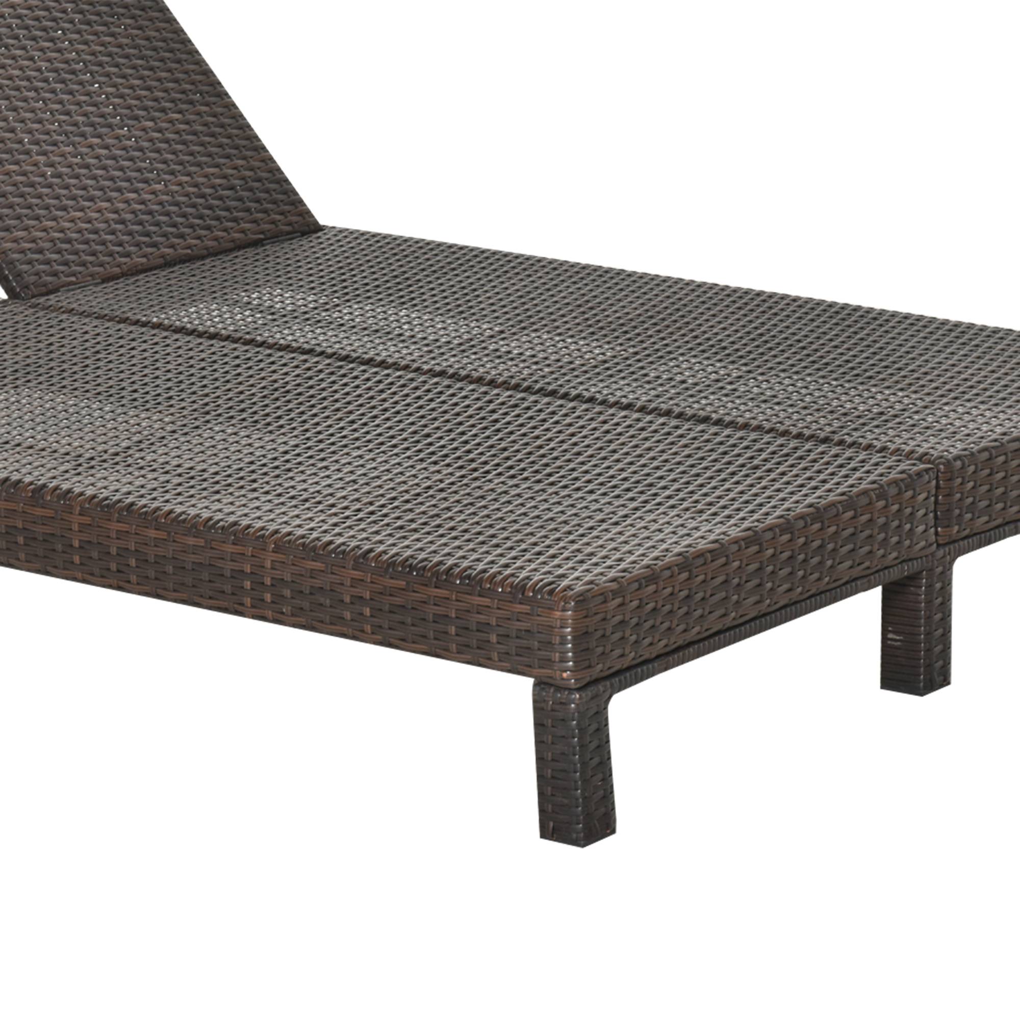 Outsunny - Bain de soleil transat 2 places - grand confort - dossier inclinable multi-positions - matelas fournis - résine tressée chocolat - Outsunny - Imagen 6