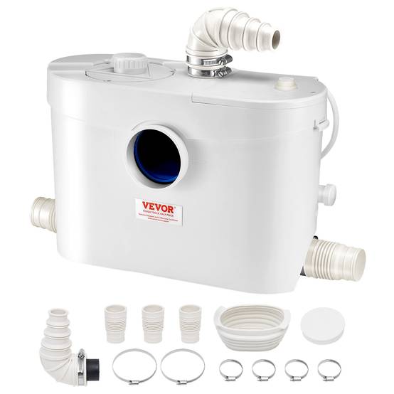 VEVOR Pompe macératrice 900W, sanitaire 4 entrées eau, 180 L/min, ht. refoulement 12 m. - Image 1