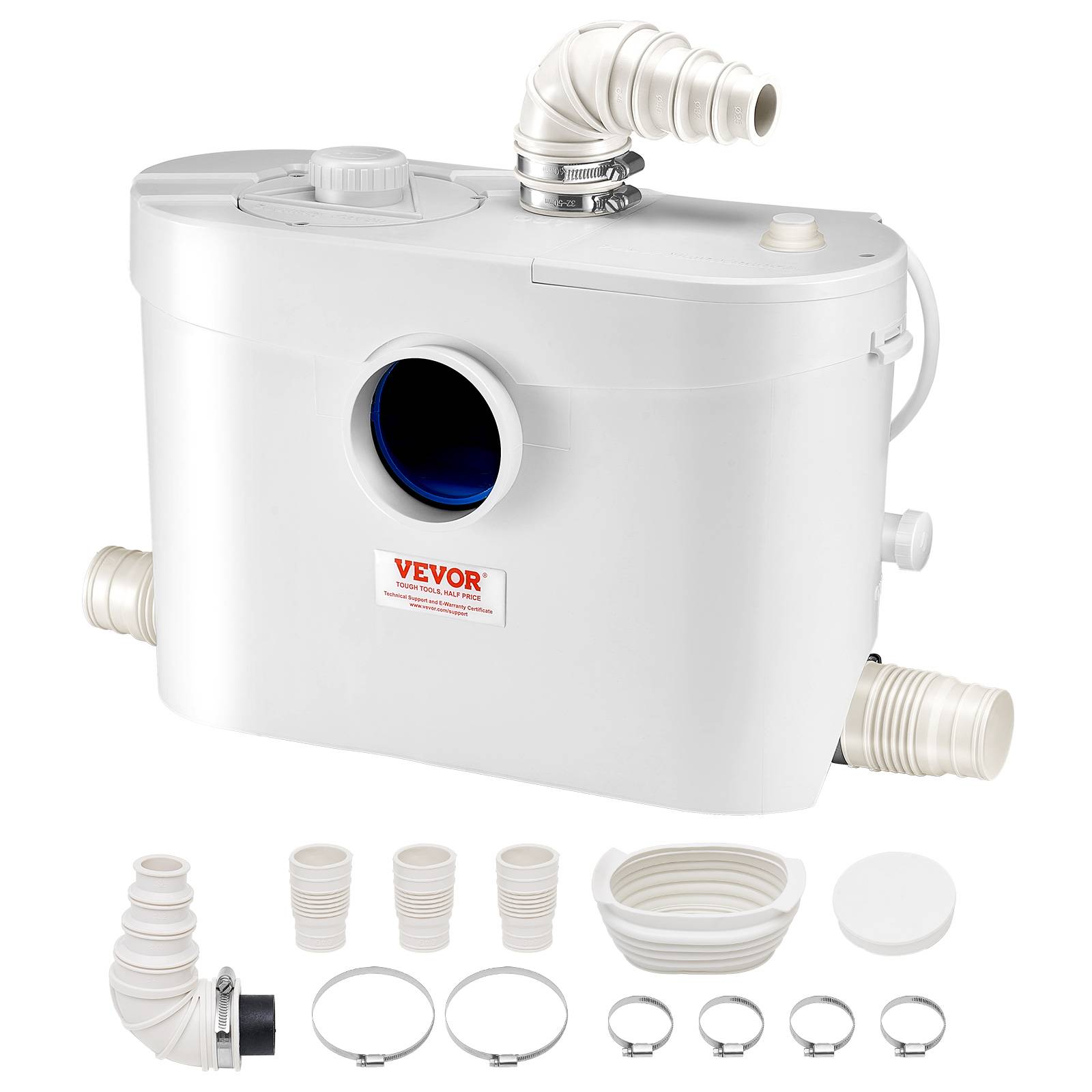 VEVOR Pompe macératrice 900W, sanitaire 4 entrées eau, 180 L/min, ht. refoulement 12 m. - Image 1