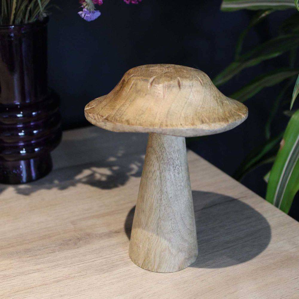 Sil - Champignon déco en manguier 15 x 12 cm Sil - Imagen 2