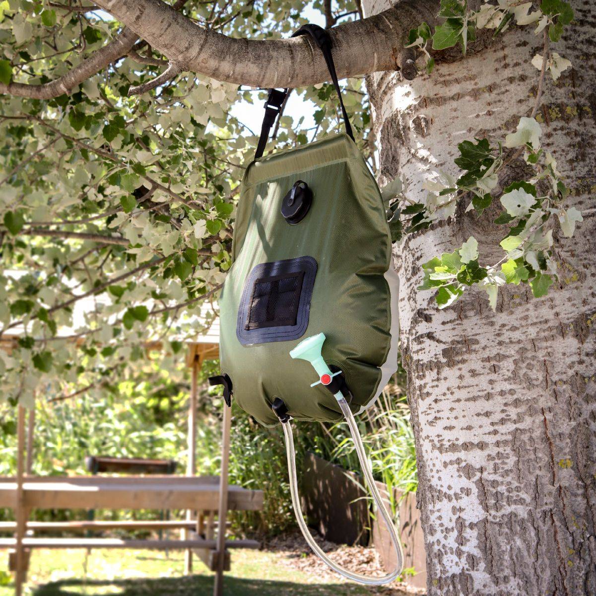 Linxor - Sac de douche solaire 20 L pour camping ou jardin - Vert kaki - Linxor - Imagen 4