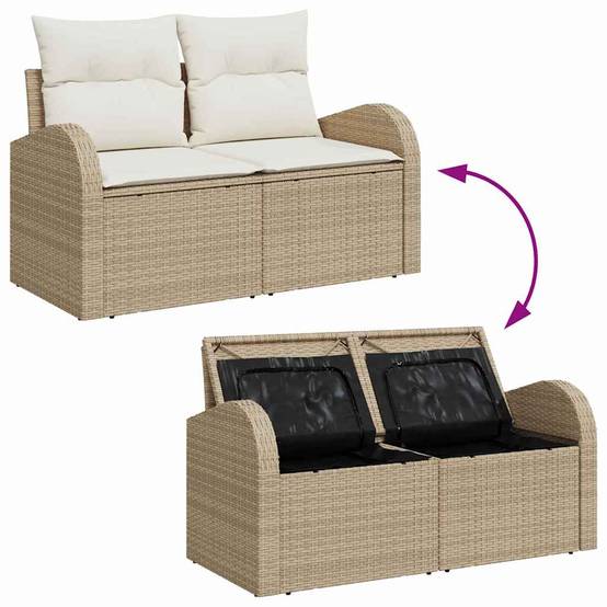 ComfortXL - Salon de jardin 6 places poly rotin avec rangement et table basse pour terrasse Beige – ComfortXL Outdoor Living - Image 3