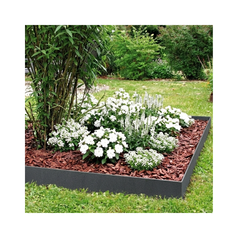 Jardinex - Lot de 3 bordures acier galvanisé 99×12 cm coloris anthracite pour délimitation jardin – Jardinex - Imagen 3