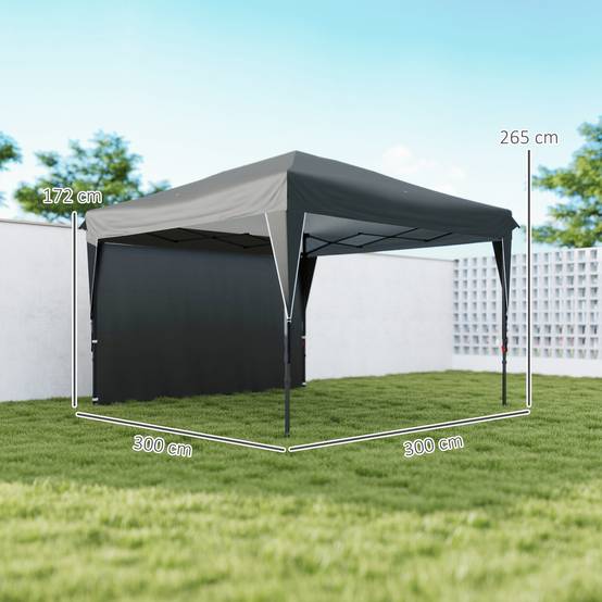 Tonnelle pliante acier argenté 300 x 300 x 265 cm - PANGIVO - Image 5
