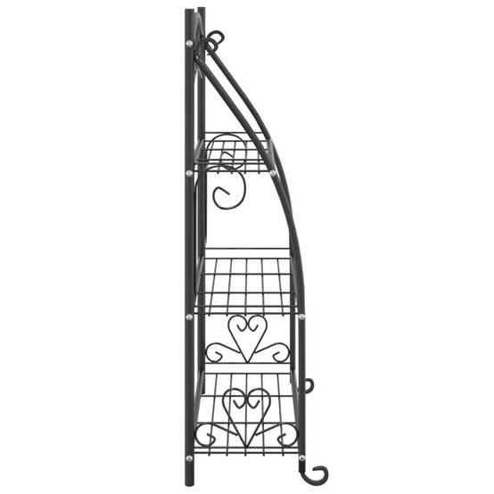 Helloshop26 - Étagère à fleurs 3 niveaux espace ample décoration intérieure terrasse 56 x 30 x 96 cm en acier noir - Image 3