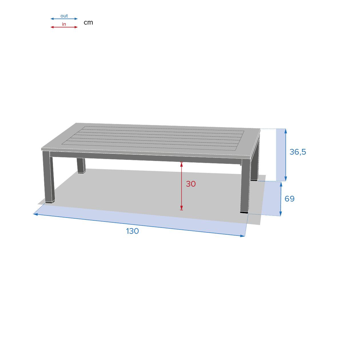 Hesperide - Table basse de jardin rectangulaire "Emperia" graphite 130x69x36cm en acacia Hespéride - Imagen 4