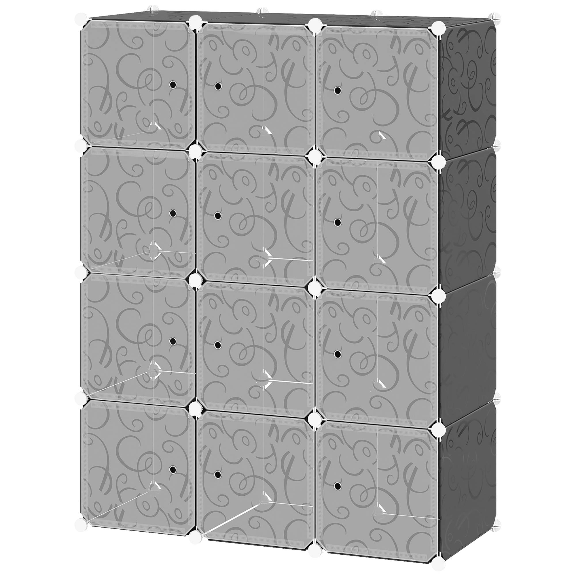 Système d’étagères modulaires 111x47x145 cm, 2 grands cubes et 9 petits, rangement dressing et chaussures, noir - Image 2