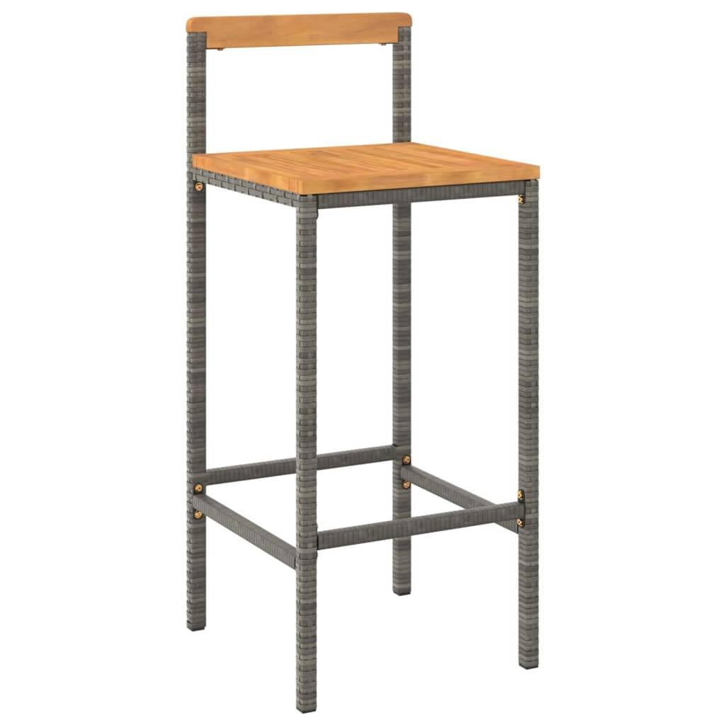 Helloshop26 - Ensemble de bar de jardin meuble extérieur terrasse 3 pièces gris poly rotin/bois massif acacia - Imagen 2