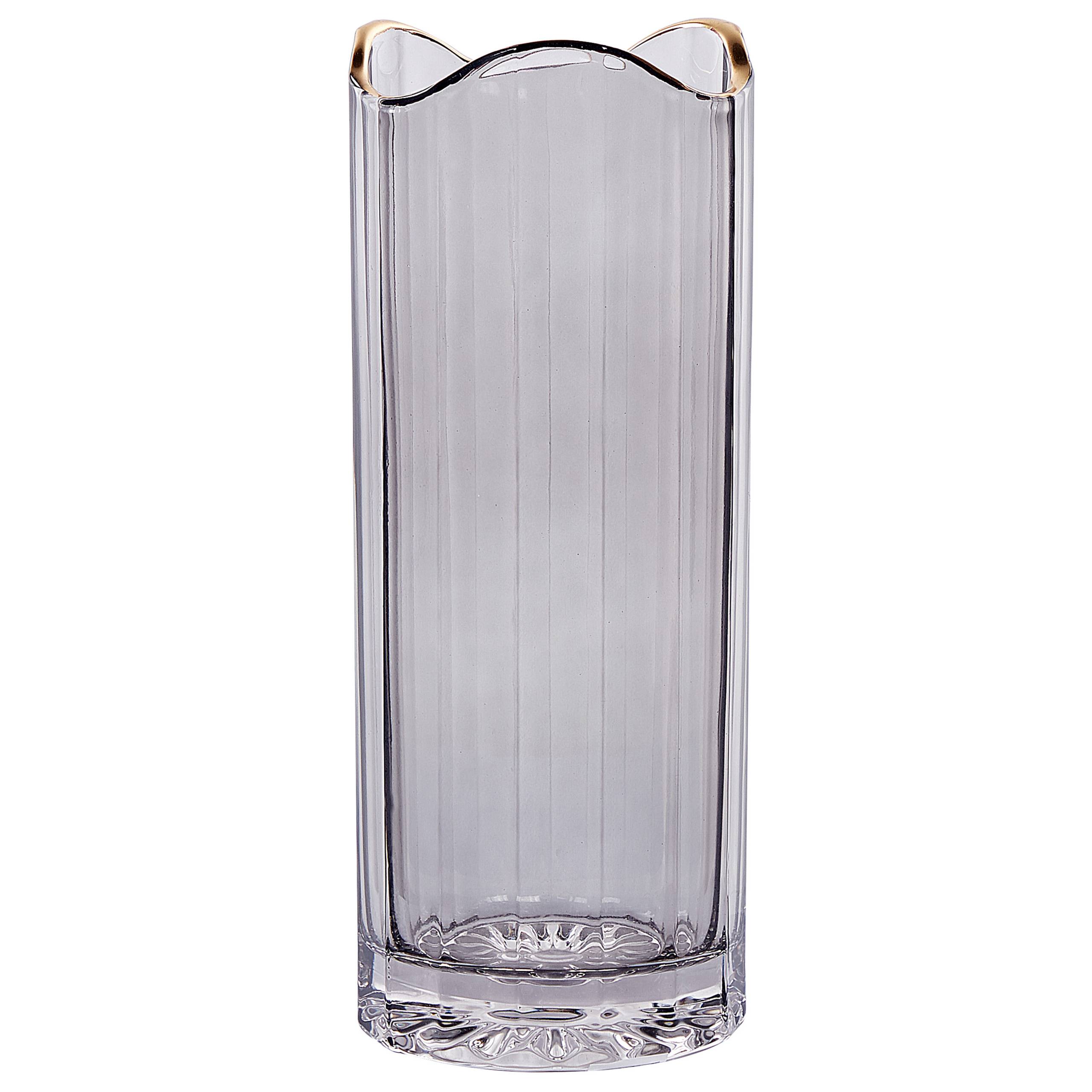 Beliani - Vase à fleurs Verre Gris PERDIKI - 11x11x30- Beliani - Image 2