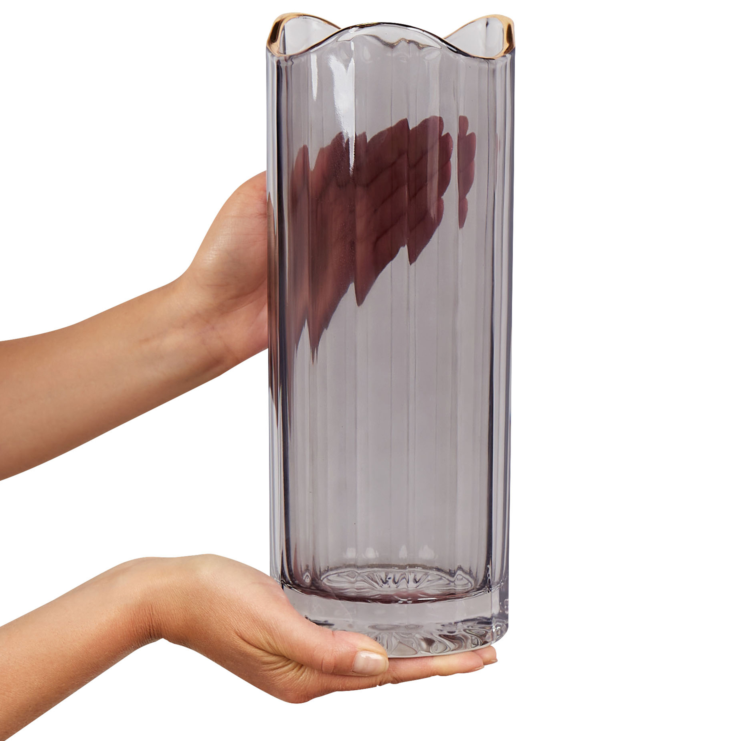 Beliani - Vase à fleurs Verre Gris PERDIKI - 11x11x30- Beliani - Image 4