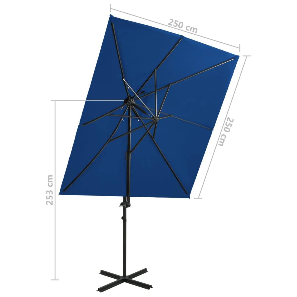 Helloshop26 - Parasol déporté à double toit 250 x 250 cm bleu - Imagen 7