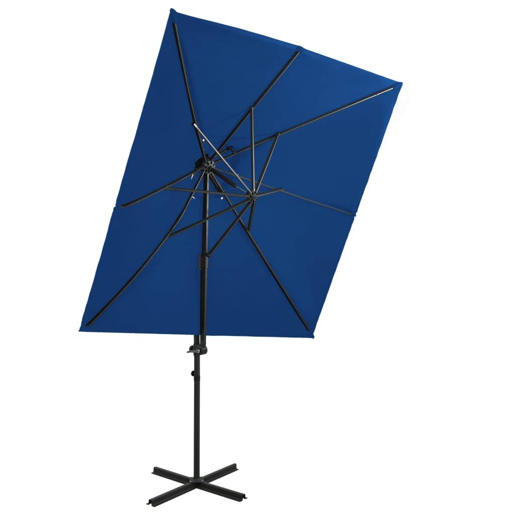 Helloshop26 - Parasol déporté à double toit 250 x 250 cm bleu - Imagen 1