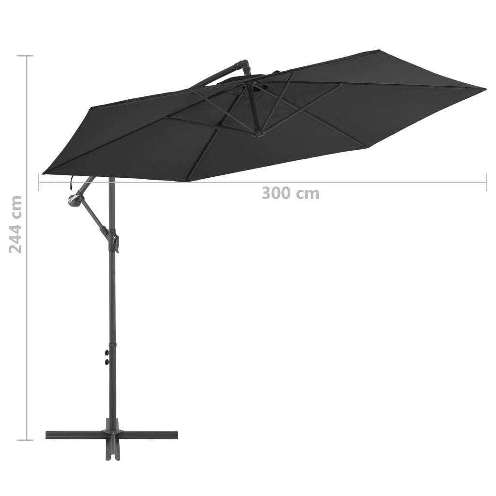 Helloshop26 - Parasol déporté avec mât en aluminium 300 cm noir - Imagen 7