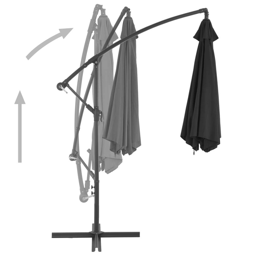 Helloshop26 - Parasol déporté avec mât en aluminium 300 cm noir - Imagen 4