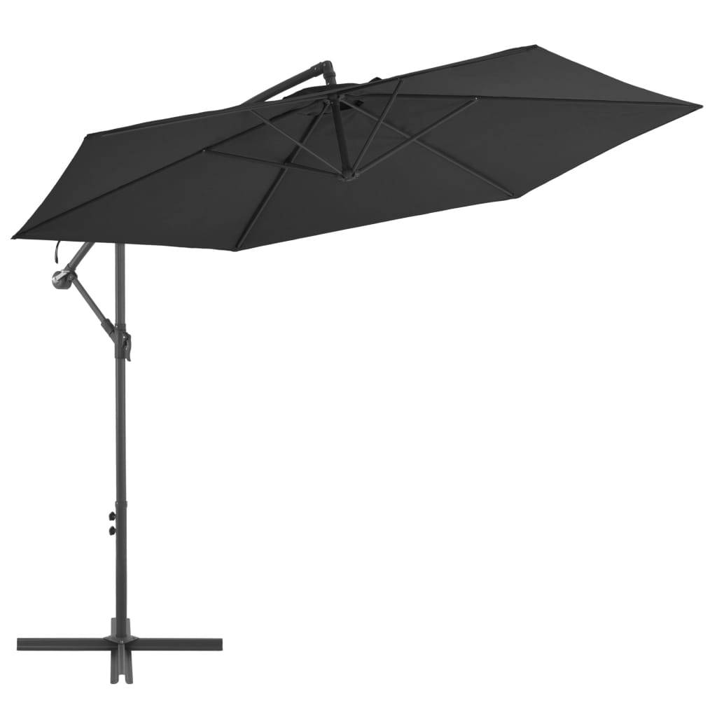 Helloshop26 - Parasol déporté avec mât en aluminium 300 cm noir - Imagen 1