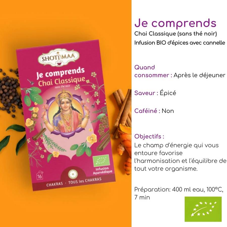 Tisane Bio Chai Classique Sans Caféine - Infusion généreuse et équilibrée - Moment de Détente et de Stabilité - Idéale après repas - Image 2