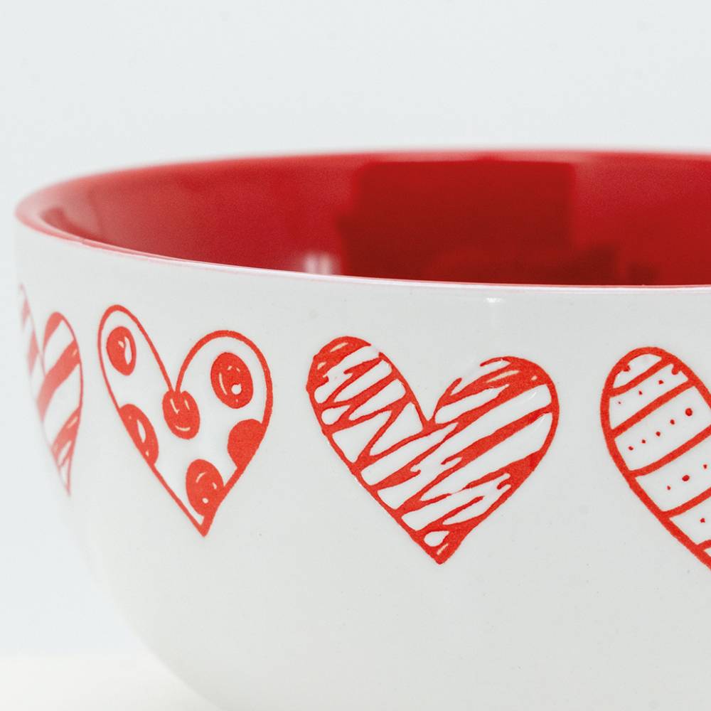 Aubry Gaspard - Bol en grès blanc avec coeur rouge (Lot de 3) - Imagen 4