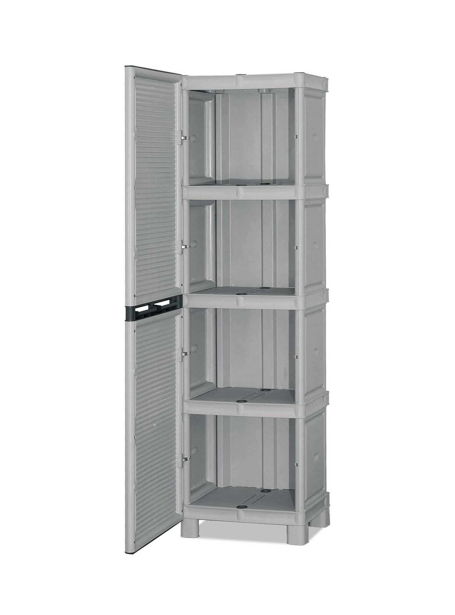 Dmora - Armoire d'extérieur Namur, Armoire polyvalente, Armoire de buanderie, Armoire d'extérieur, 100% Made in Italy, Gris clair, 50x39h172 cm - Dmora - Imagen 4