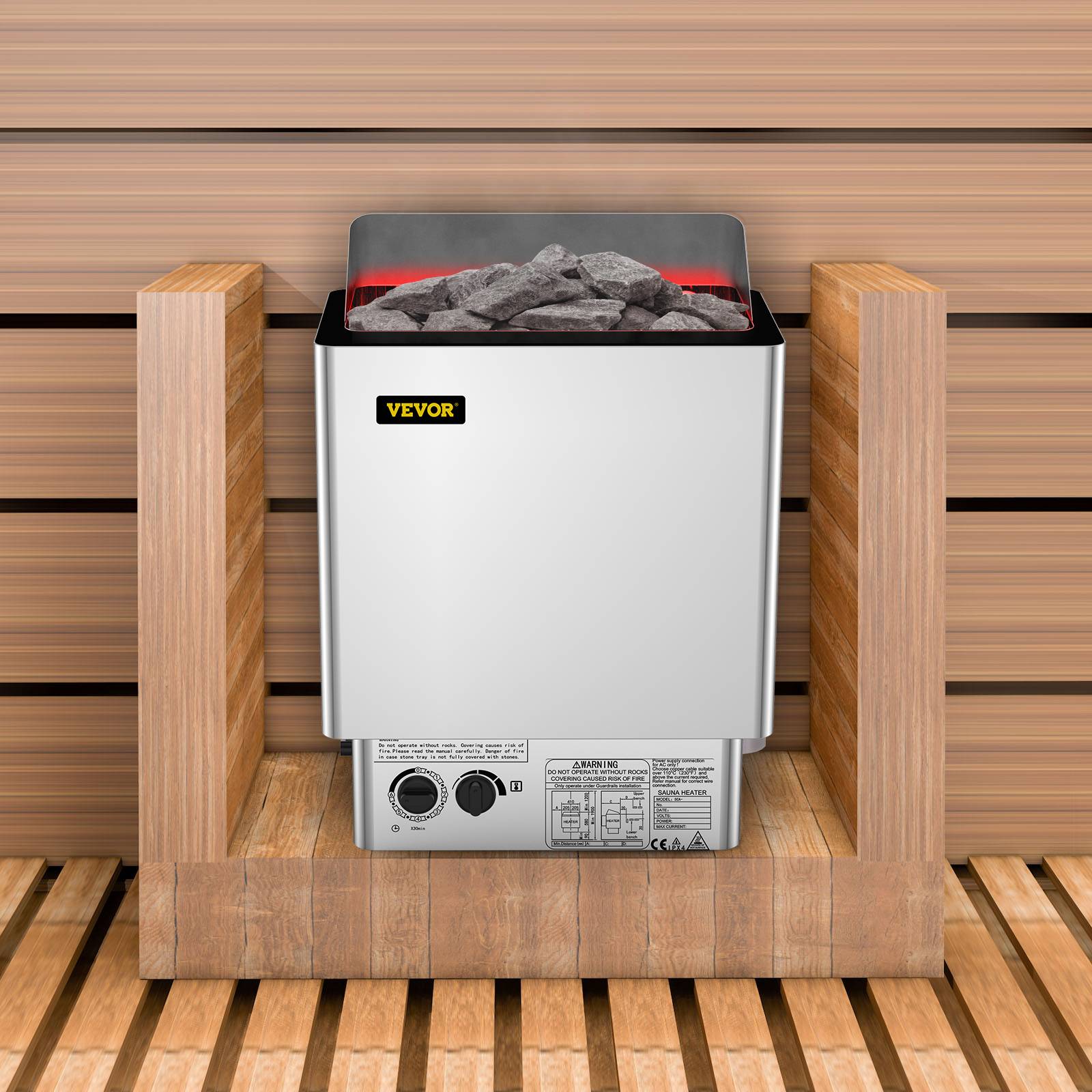 VEVOR Poêle de sauna électrique 9kW, contrôle thermostatique, 380-415V, pour espace 9-13m³, température 30-110°C. - Image 8