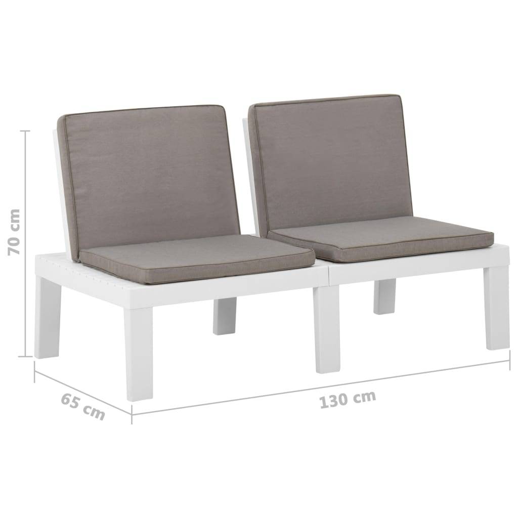 PANGIVO - Lot de 2 bancs de jardin plastique blanc 130 x 65 x 70 cm - PANGIVO - Image 9
