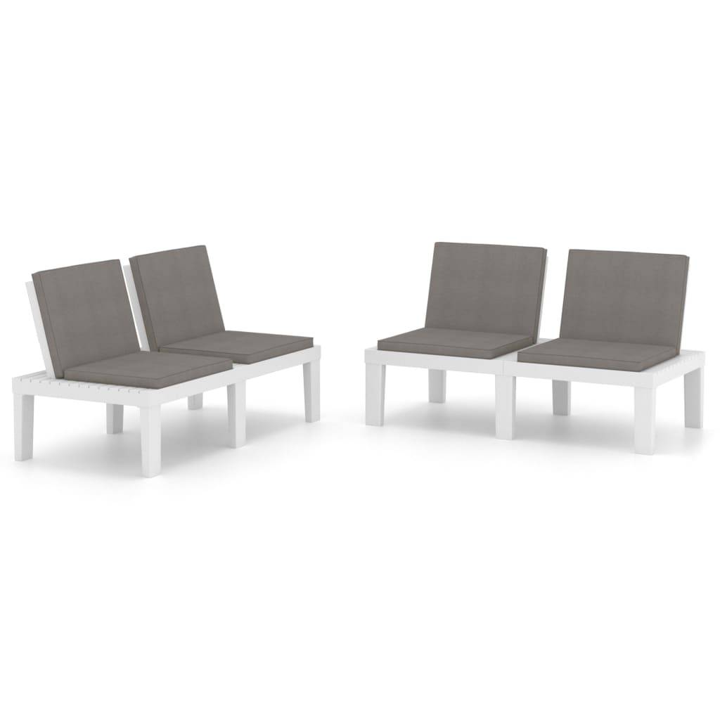 PANGIVO - Lot de 2 bancs de jardin plastique blanc 130 x 65 x 70 cm - PANGIVO - Image 2