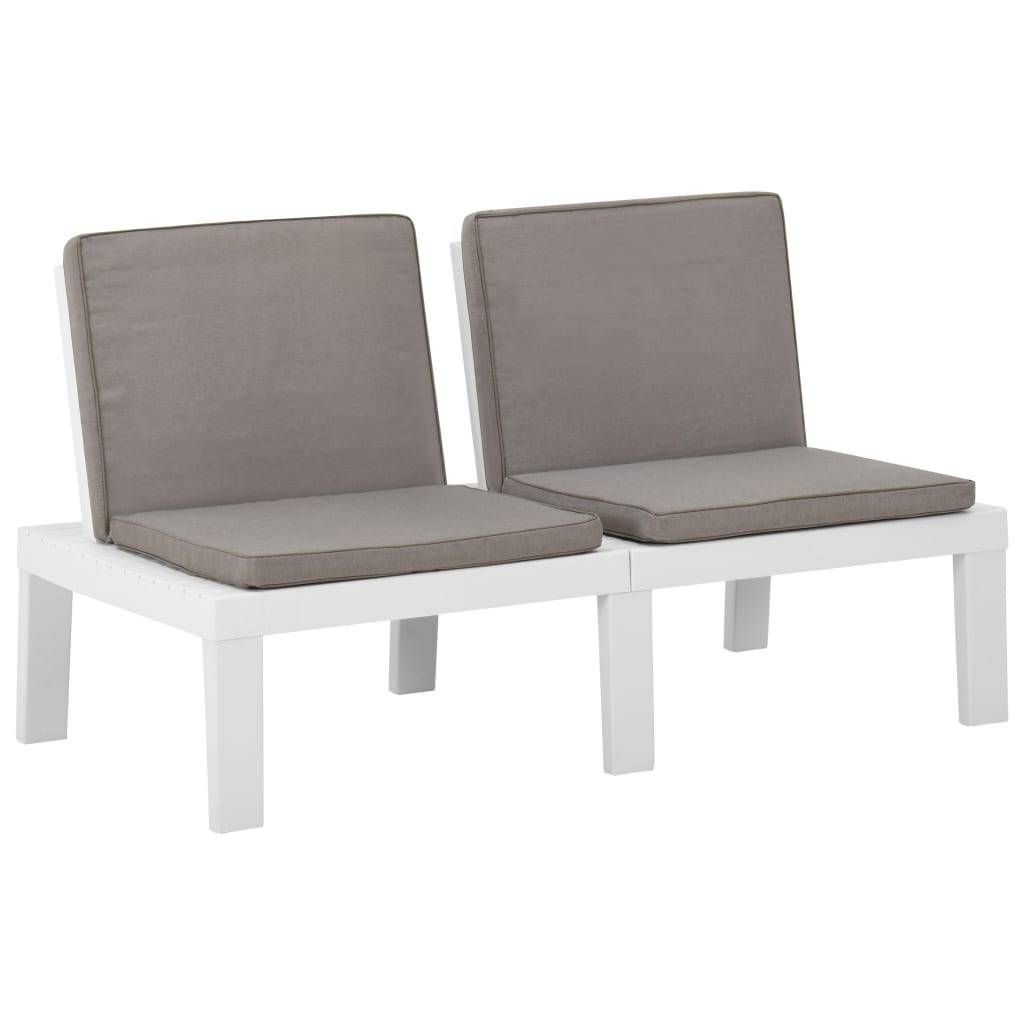 PANGIVO - Lot de 2 bancs de jardin plastique blanc 130 x 65 x 70 cm - PANGIVO - Image 4