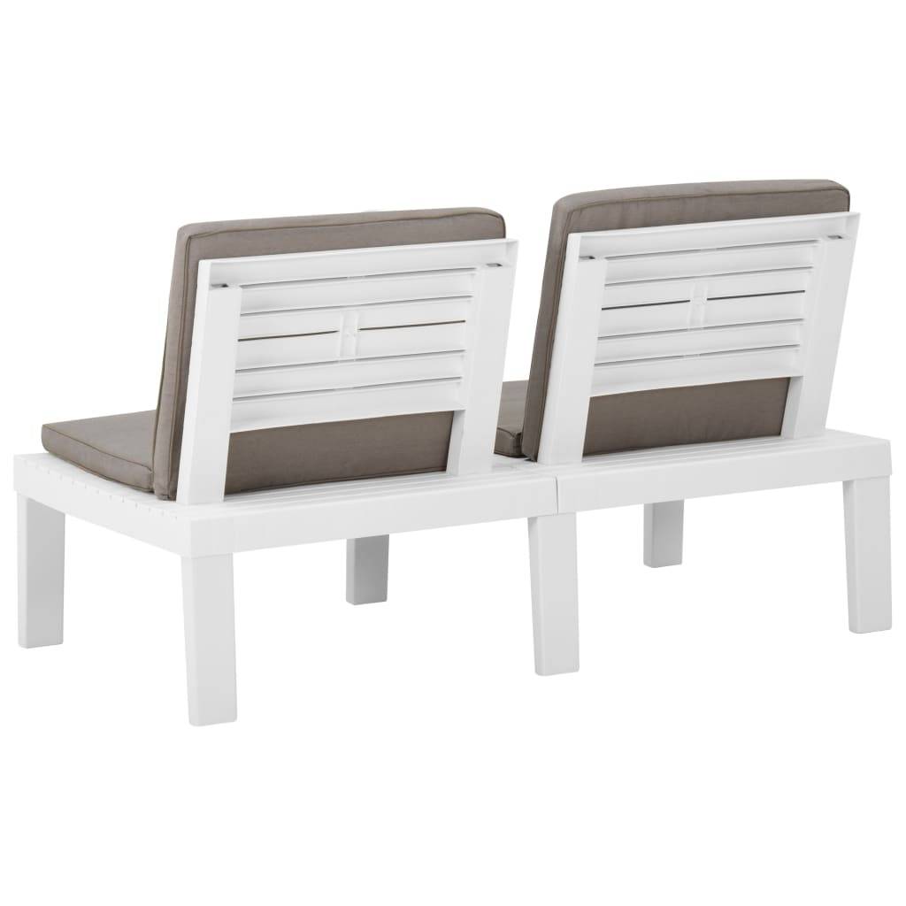 PANGIVO - Lot de 2 bancs de jardin plastique blanc 130 x 65 x 70 cm - PANGIVO - Image 7