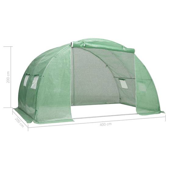 Serre de Jardin Tunnel Acier Galvanisé et PE Culture Hivernage 8m² Vert - ComfortXL Outdoor Living - Image 5