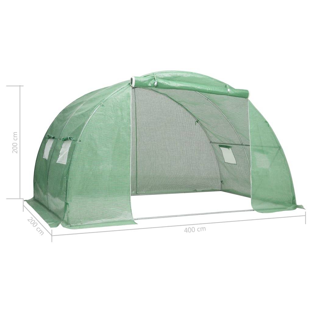 Serre de Jardin Tunnel Acier Galvanisé et PE Culture Hivernage 8m² Vert - ComfortXL Outdoor Living - Image 5