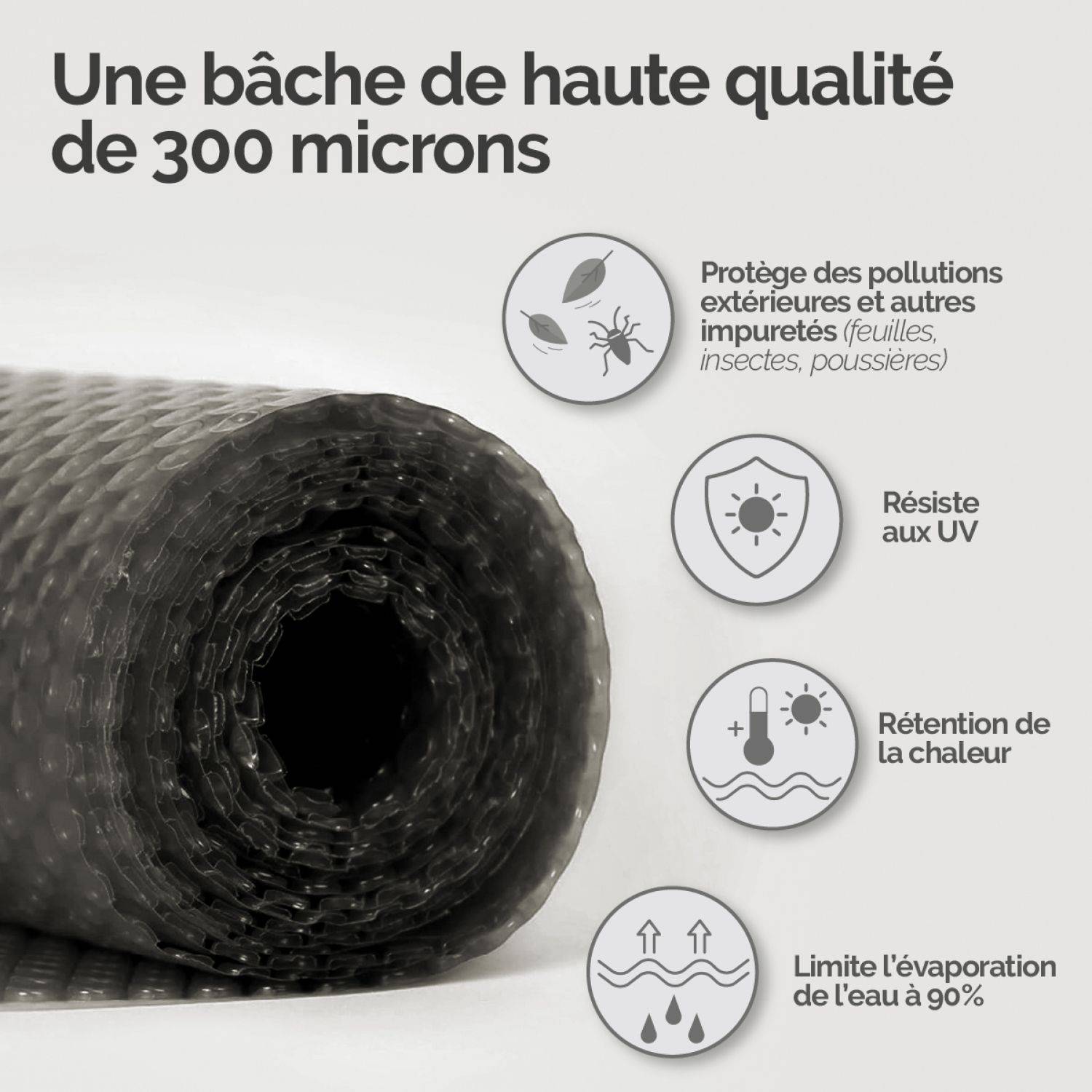 Linxor - Bâche à bulles 6 m x 3 m pour piscine - 300 microns - Gris - Linxor - Imagen 3