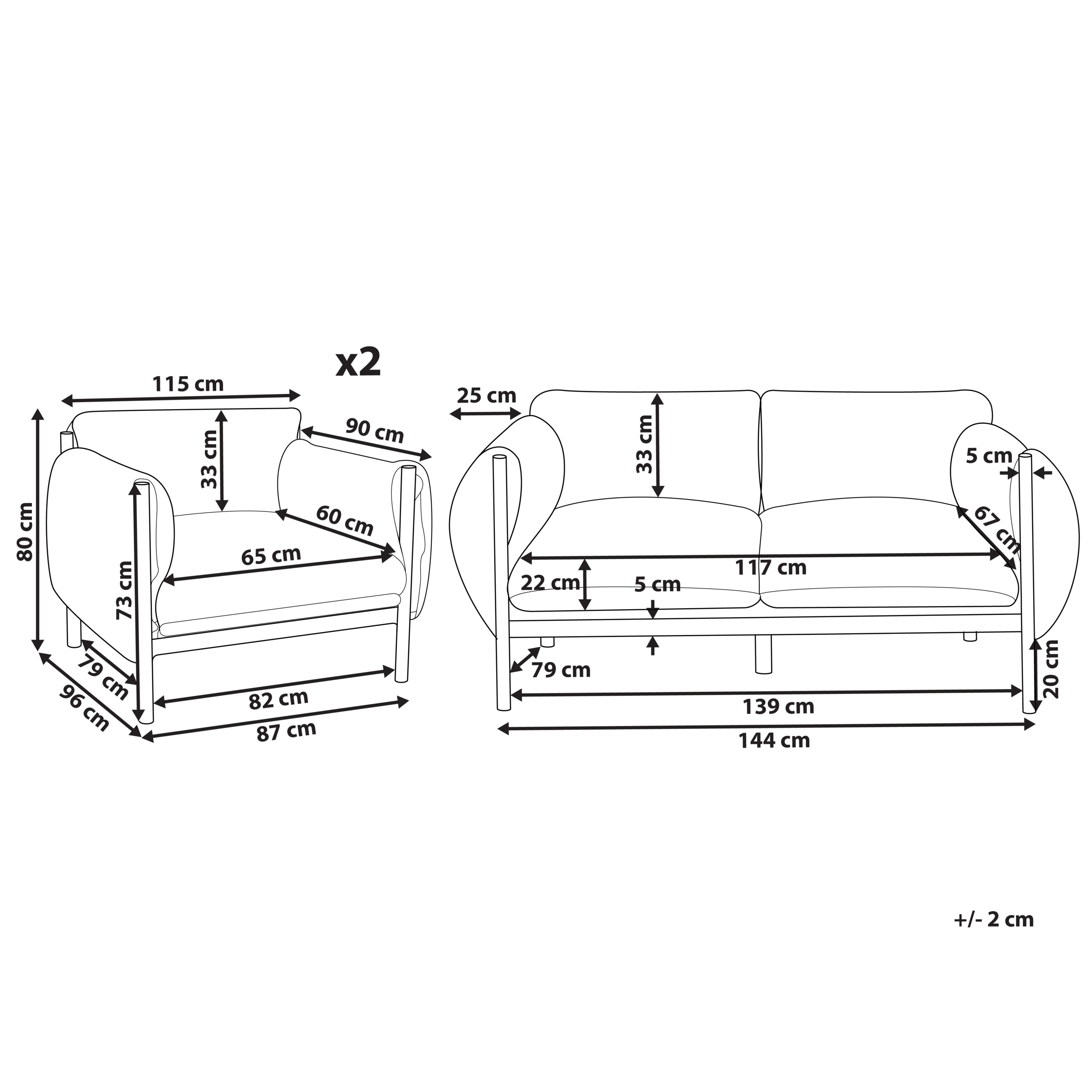 Beliani - Set de jardin, 4 Personnes Aluminium Gris ESPERIA - Beliani - Imagen 3