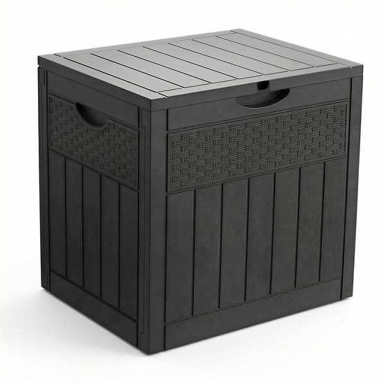 Coffre de Rangement Exterieur 126L en PP 56x43x53CM Style Polyrotin Noir - Image 1