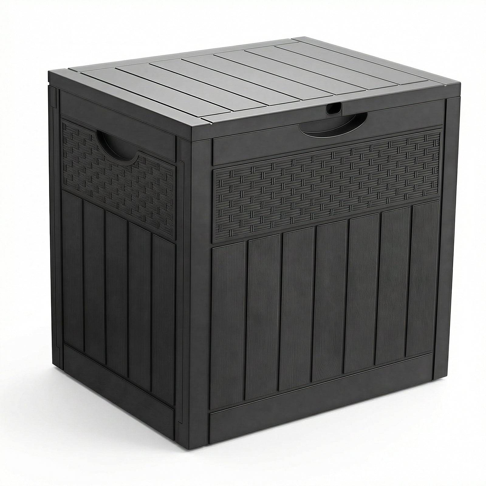 Coffre de Rangement Exterieur 126L en PP 56x43x53CM Style Polyrotin Noir - Image 1