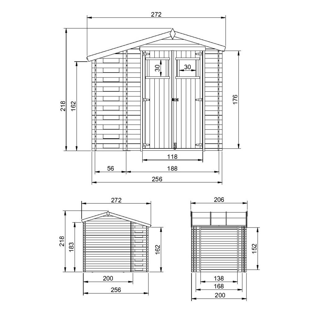 Timbela - Abri de jardin en bois et range bûches extérieur I206xL272xH218 cm/ 3,53+0,97 m² avec sol traité - 19 mm d’épaisseur - Timbela M386+M386G - Image 5
