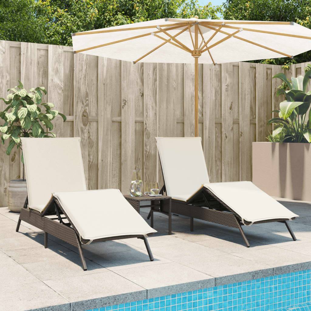 Vidaxl - Chaises longues avec coussins lot de 2 marron résine tressée vidaXL 3261579 - Image 1
