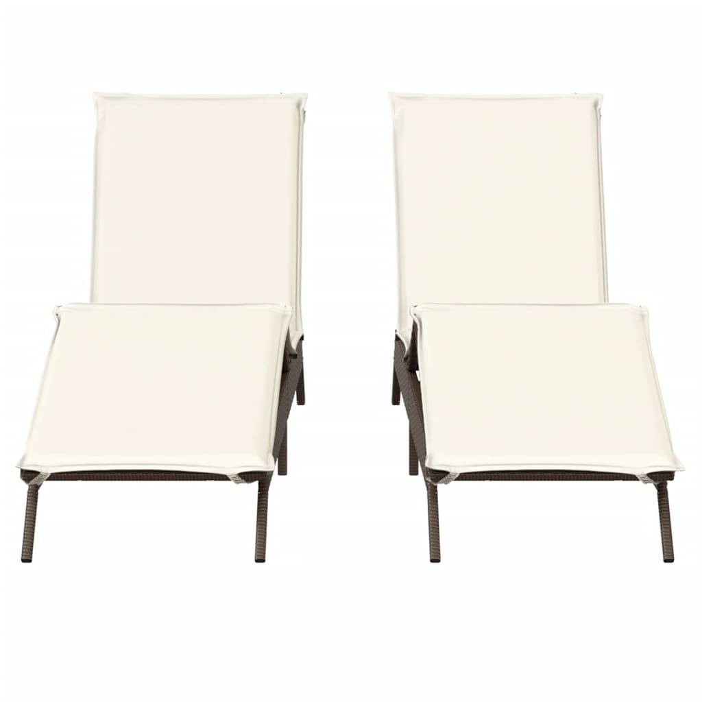 Vidaxl - Chaises longues avec coussins lot de 2 marron résine tressée vidaXL 3261579 - Image 10