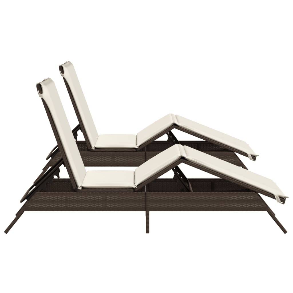 Vidaxl - Chaises longues avec coussins lot de 2 marron résine tressée vidaXL 3261579 - Image 7