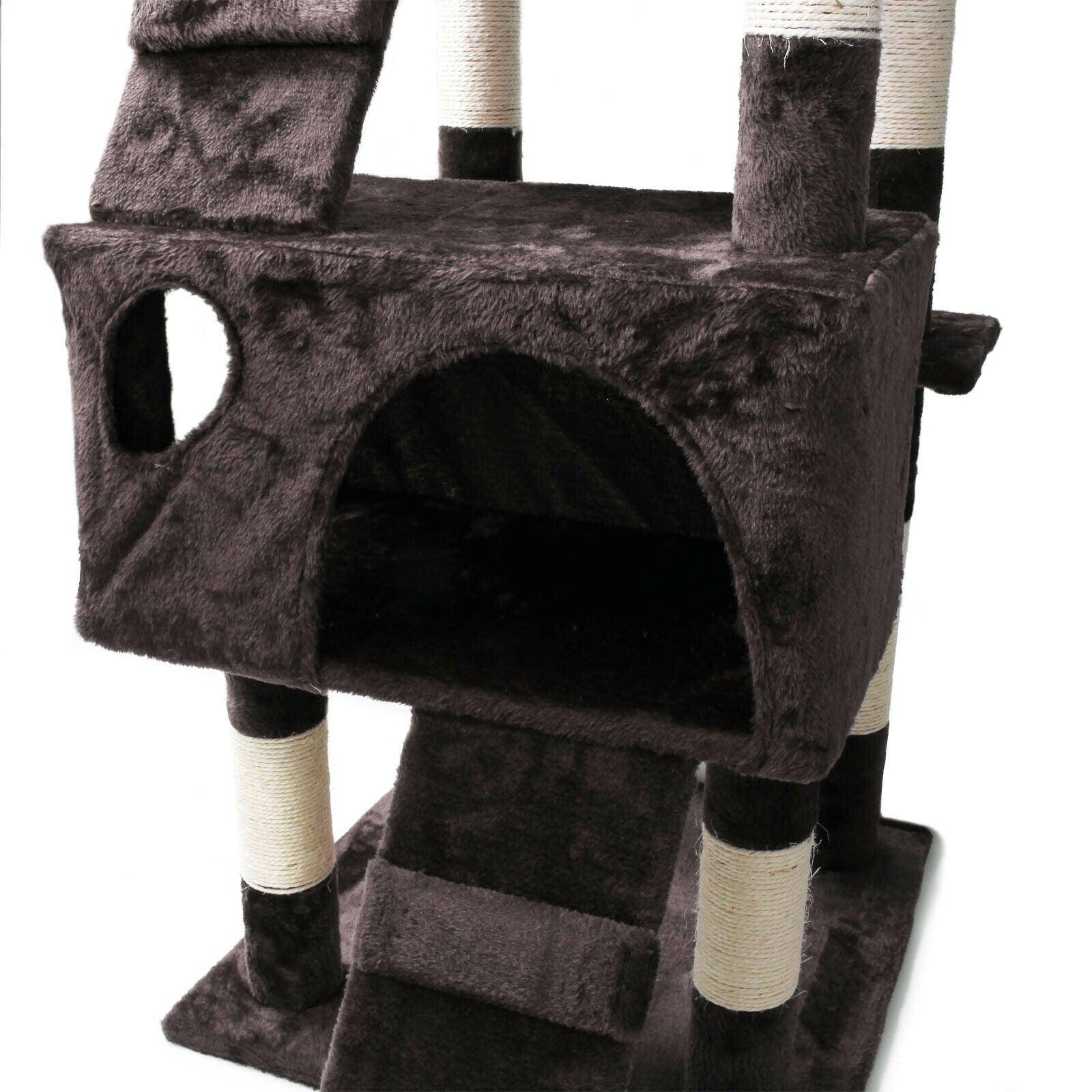 Helloshop26 - Arbre à chat corde en sisal griffoir grattoir jeux plateforme 170 cm gris - Imagen 5