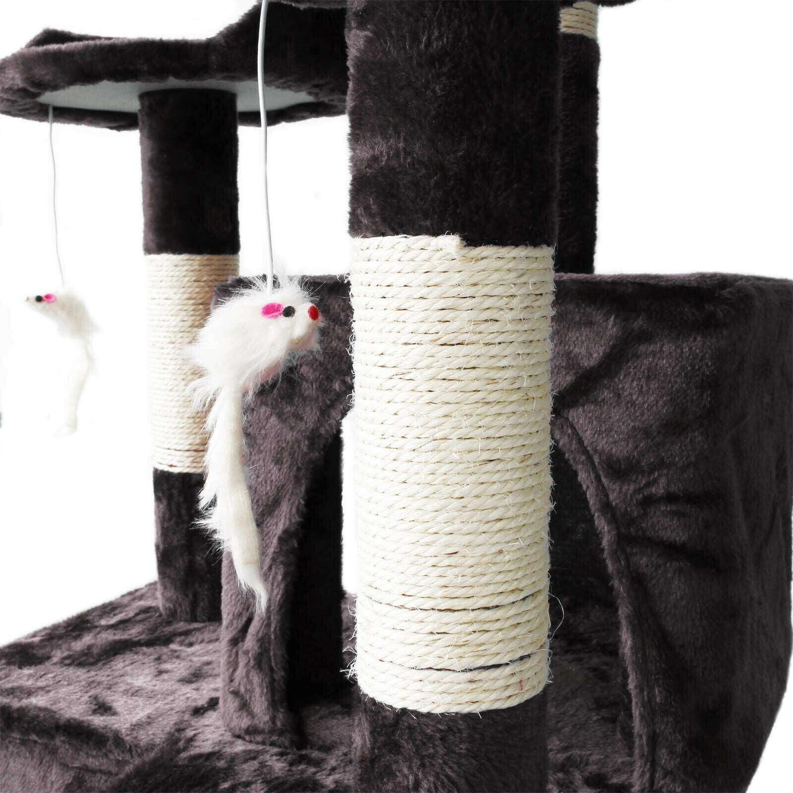 Helloshop26 - Arbre à chat corde en sisal griffoir grattoir jeux plateforme 170 cm gris - Imagen 4