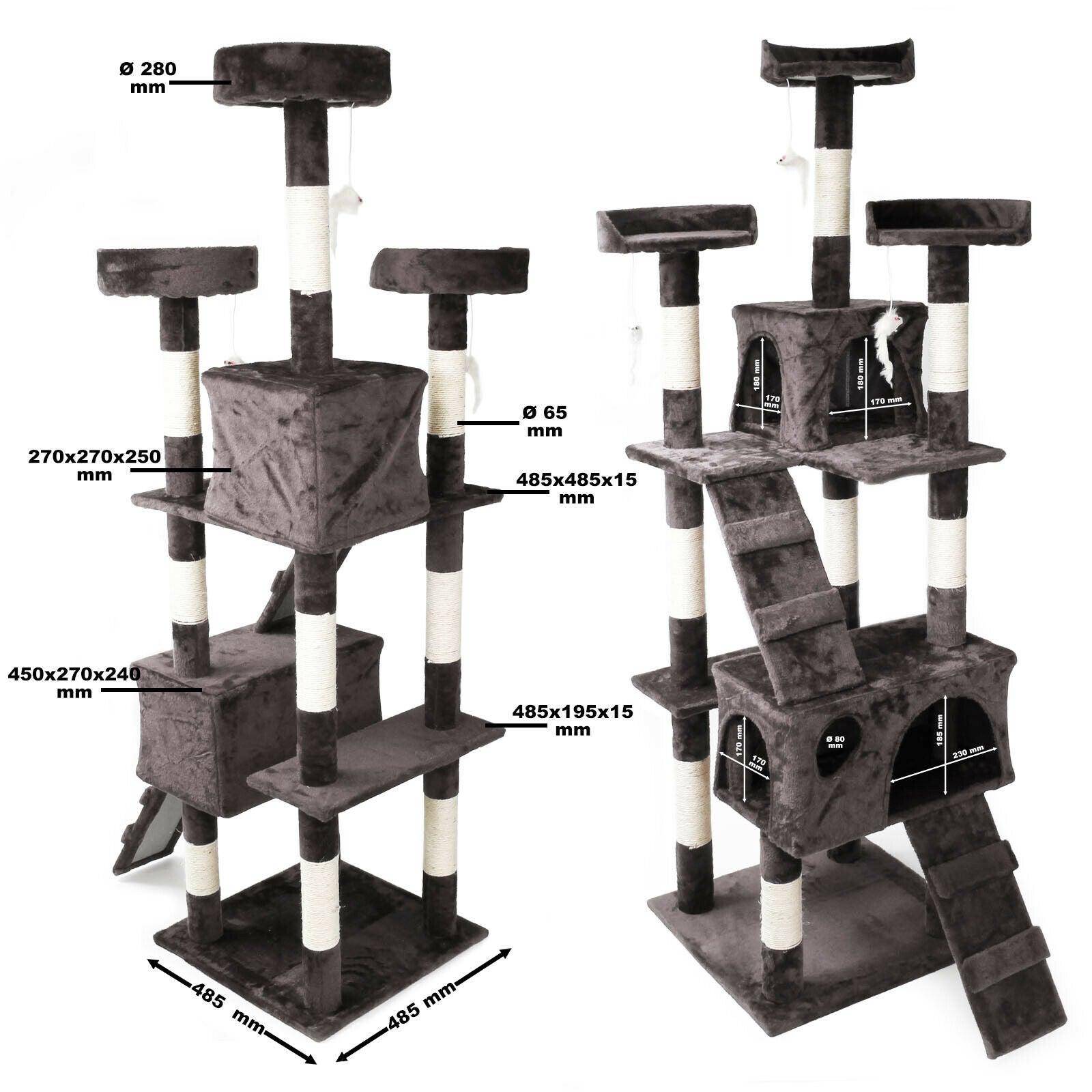 Helloshop26 - Arbre à chat corde en sisal griffoir grattoir jeux plateforme 170 cm gris - Imagen 2