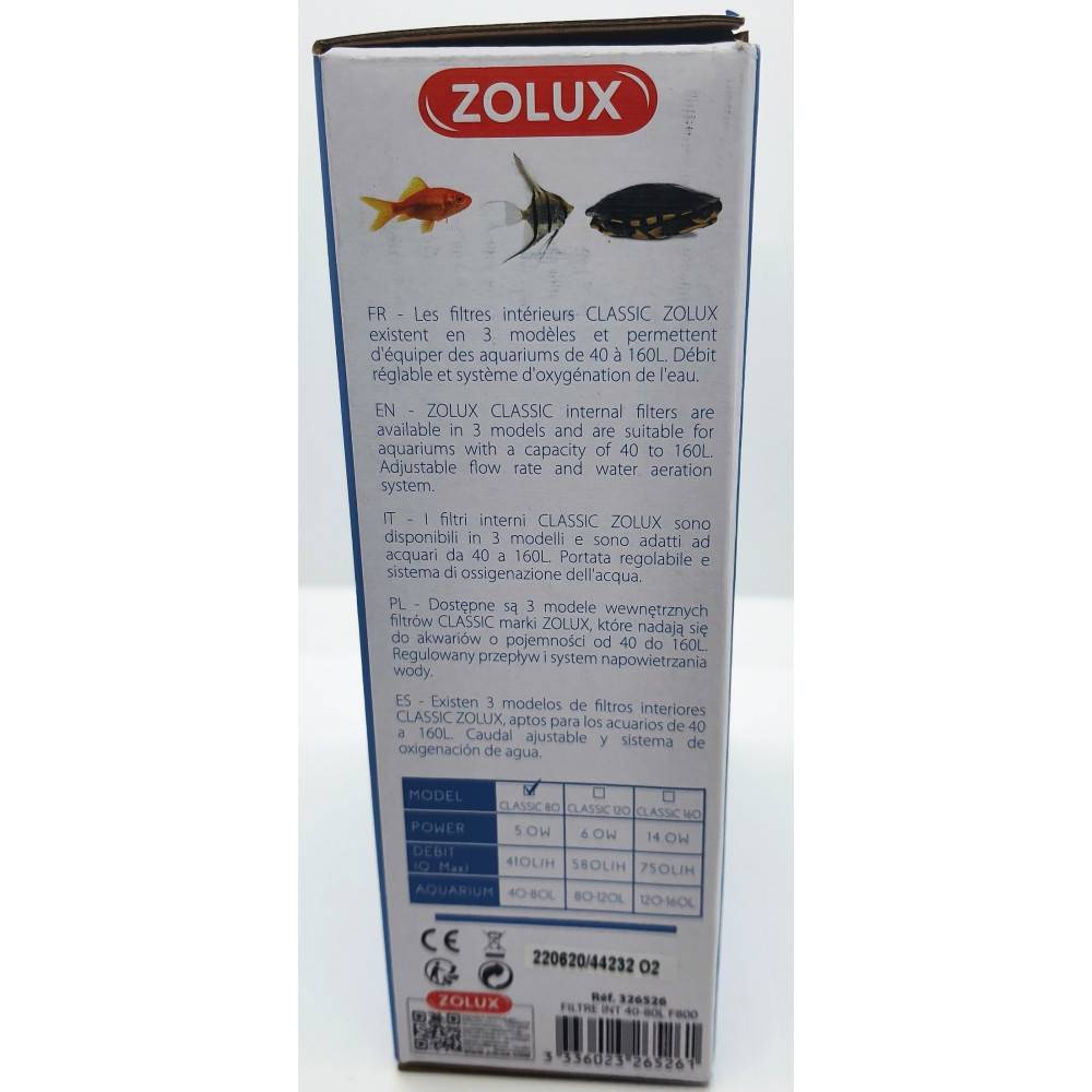 Zolux - Filtration intérieure classic 80 zolux 5 W pour aquarium de 40 à 80 L - Image 4