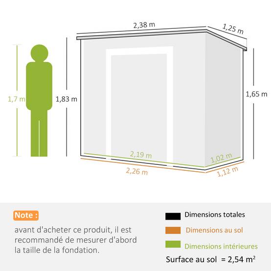 ComfortXL - Abri de jardin résine aluminium extérieur étanche avec plancher 238x125cm gris - ComfortXL Outdoor Living - Image 5