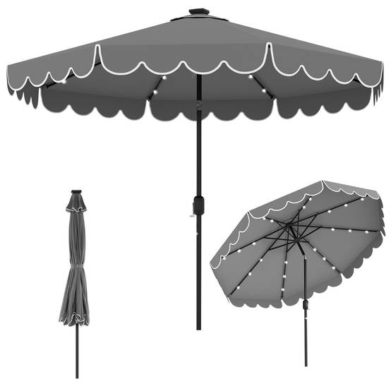 Maison Chic - Parasol de Patio de 3 M avec 24 LED Réglage de l'Inclinaison Manivelle Facile 8 Nervures - Image 1