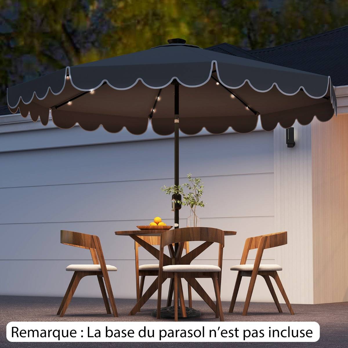 Maison Chic - Parasol de Patio de 3 M avec 24 LED Réglage de l'Inclinaison Manivelle Facile 8 Nervures - Image 3