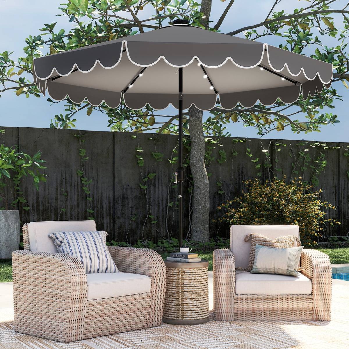 Maison Chic - Parasol de Patio de 3 M avec 24 LED Réglage de l'Inclinaison Manivelle Facile 8 Nervures - Image 2
