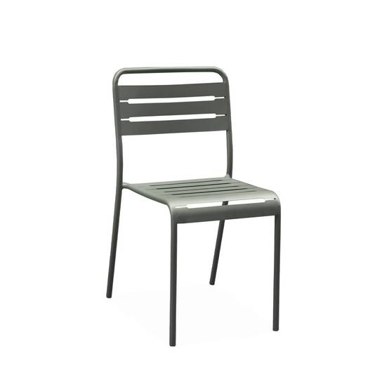 sweeek - Table de jardin métal + 4 assises kaki en acier. Amelia. 120x70xH72.5cm (12.2kg) | sweeek - Image 7